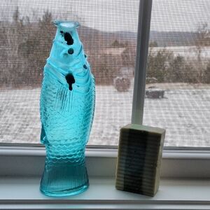 Source Unknown Aqua Glass Fish Sculpture